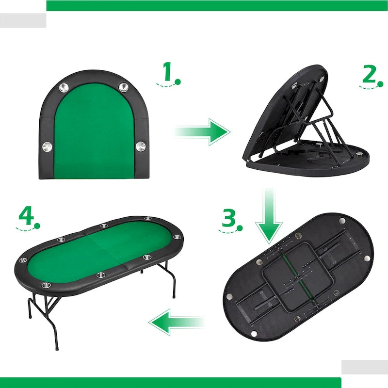 Table de poker pliable AVAWING pour 8 joueurs avec porte-gobelet
