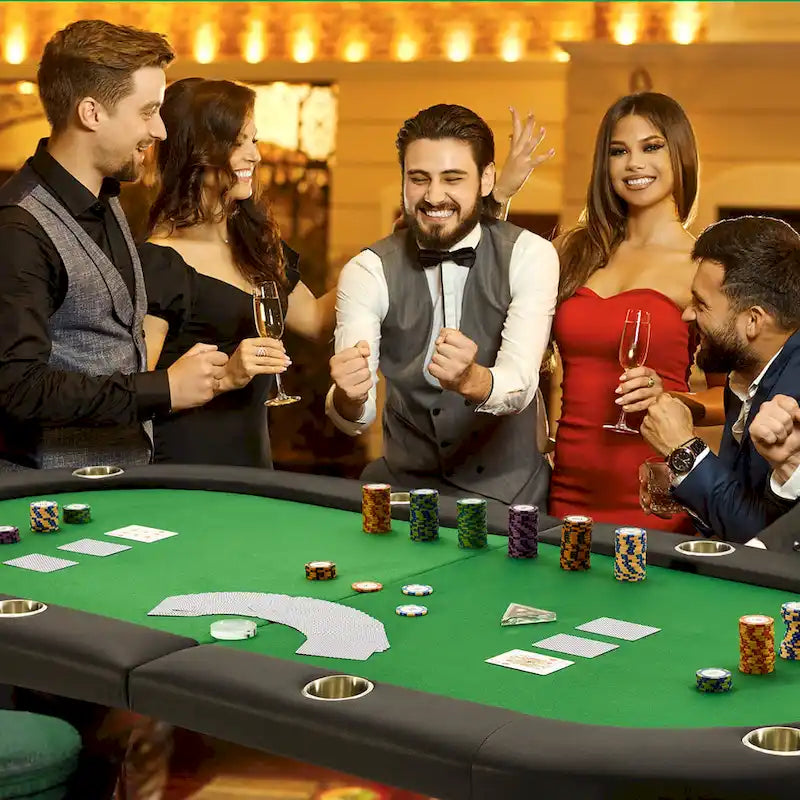 Table de poker pliable AVAWING pour 8 joueurs avec porte-gobelet