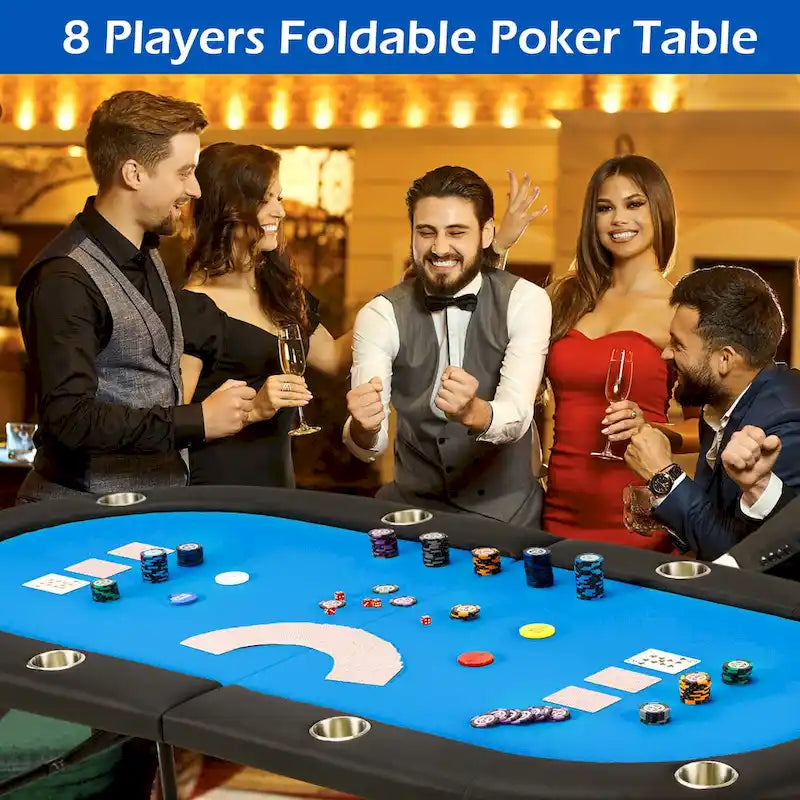 Table de poker pliable AVAWING pour 8 joueurs avec porte-gobelet