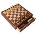 GSE 15  Large Wooden 2-in-1 Chess and Checkers Board Game Combo Set with Drawer
