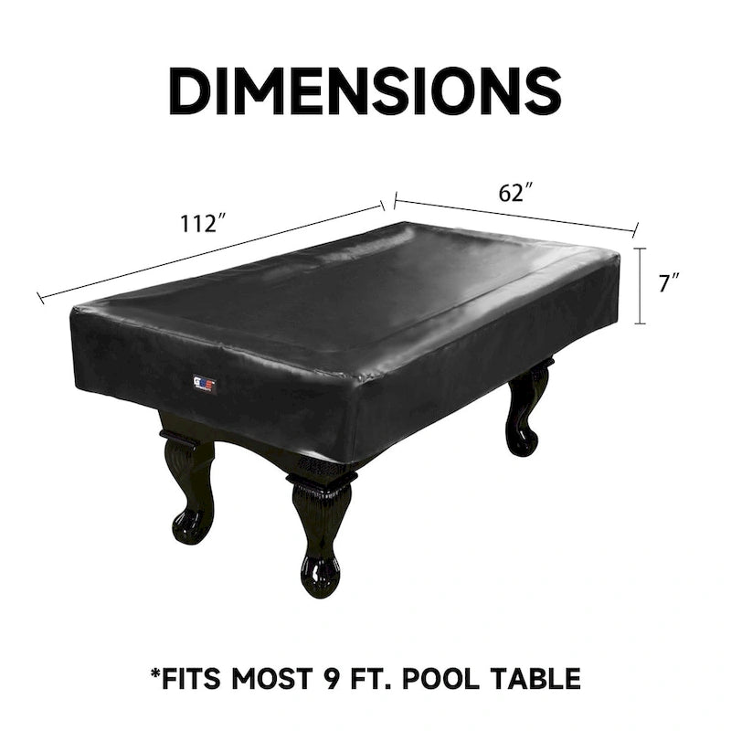 Housse de billard GSE 7 pi/8 pi/9 pi en similicuir PU résistant - Noir