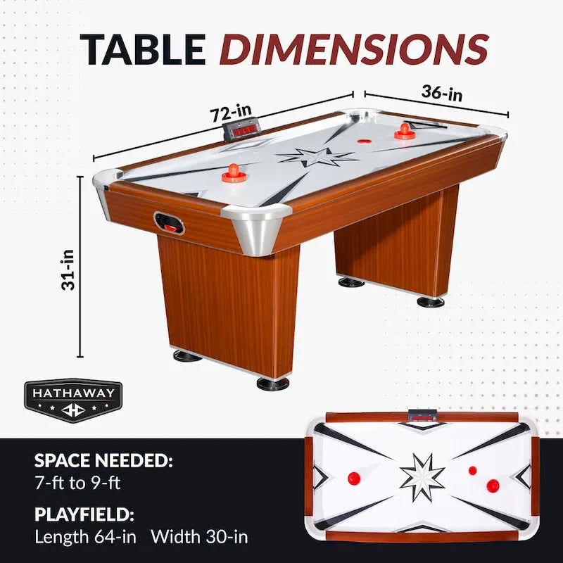 Table de hockey sur air Hathaway Midtown 72 po avec affichage des scores à DEL - Finition cerisier