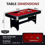 Table de billard Hathaway Spartan 1,83 m avec plateau de ping-pong - Noire avec feutre rouge