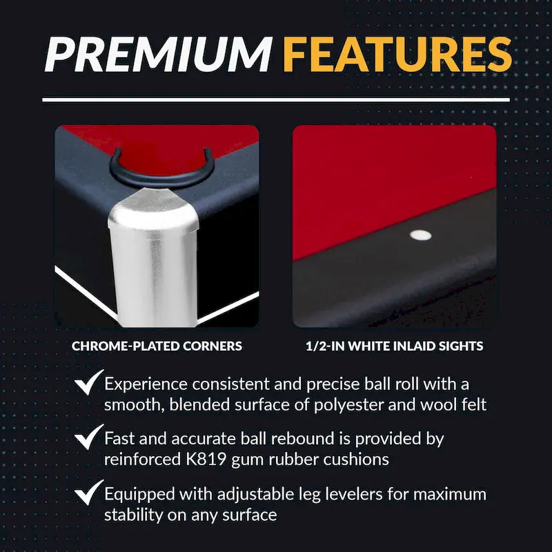 Table de billard Hathaway Spartan 1,83 m avec plateau de ping-pong - Noire avec feutre rouge