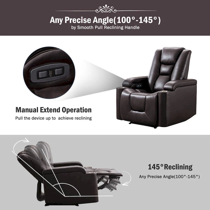 Fauteuil inclinable électrique en cuir pour home cinéma, confortable