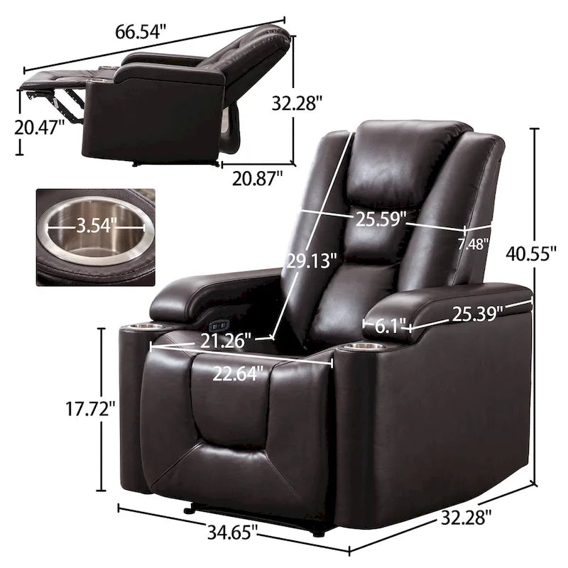 Fauteuil inclinable électrique en cuir pour home cinéma, confortable