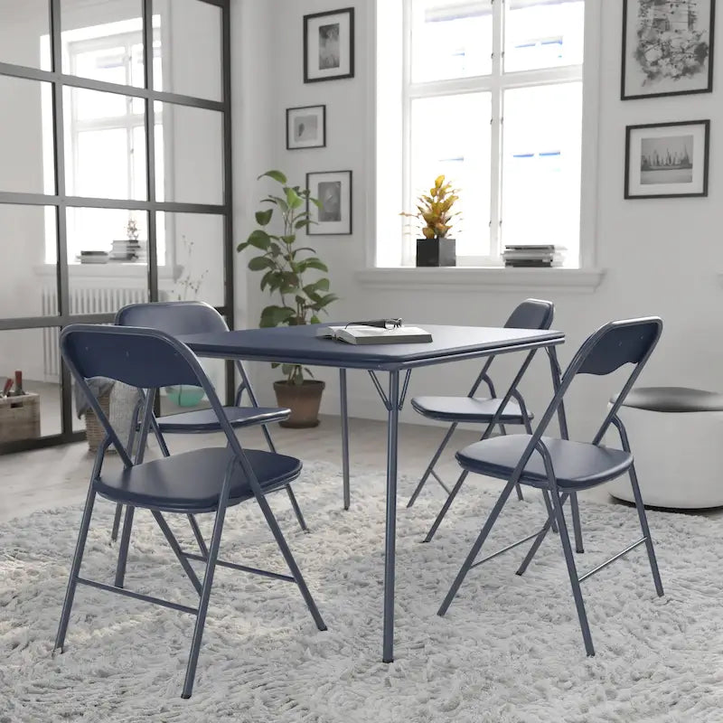 Ensemble table et chaises pliantes 5 pièces avec plateau rembourré - 85 cm (L) x 85 cm (P) x 70,5 cm (H)