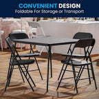 5 Piece Folding Card Table and Chair Set with Upholstered Table Top - 33.5 W x 33.5 D x 27.75 H
