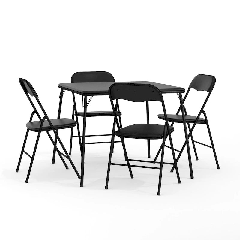 Ensemble table et chaises pliantes 5 pièces avec plateau rembourré - 85 cm (L) x 85 cm (P) x 70,5 cm (H)