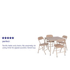 Ensemble table et chaises pliantes 5 pièces avec plateau rembourré - 85 cm (L) x 85 cm (P) x 70,5 cm (H)