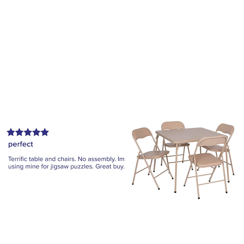 Ensemble table et chaises pliantes 5 pièces avec plateau rembourré - 85 cm (L) x 85 cm (P) x 70,5 cm (H)