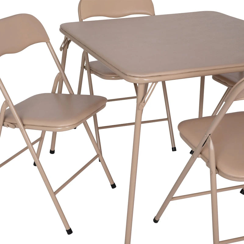 Ensemble table et chaises pliantes 5 pièces avec plateau rembourré - 85 cm (L) x 85 cm (P) x 70,5 cm (H)