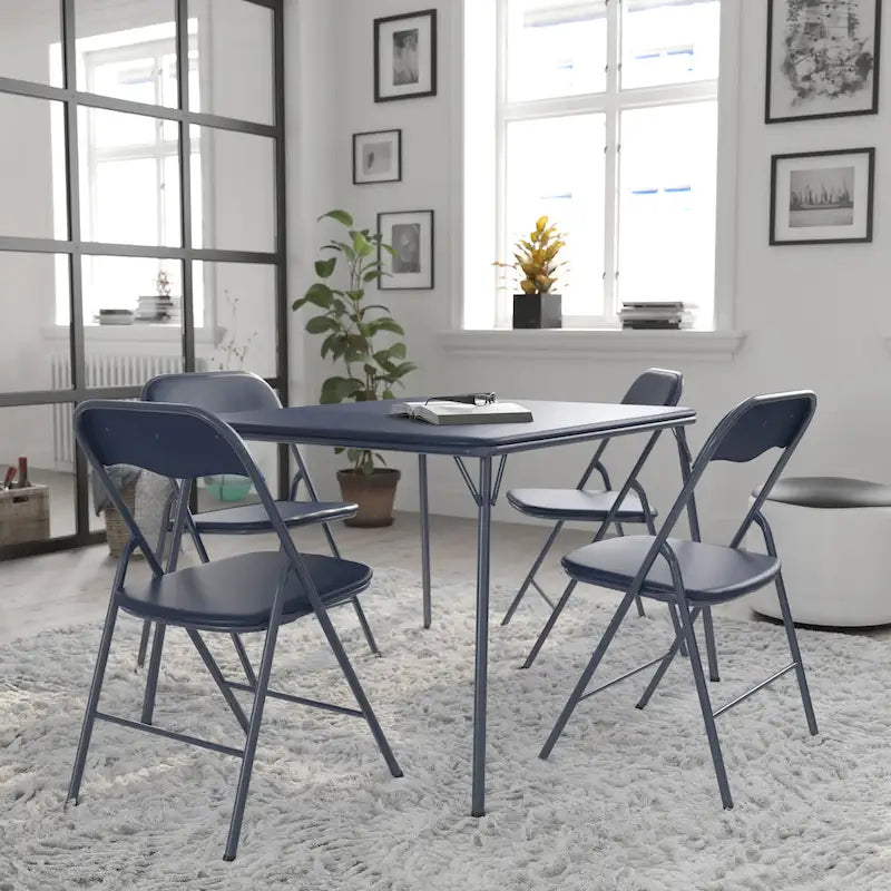 Ensemble table et chaises pliantes 5 pièces avec plateau rembourré - 85 cm (L) x 85 cm (P) x 70,5 cm (H)