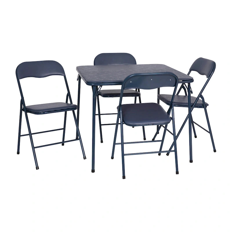 Ensemble table et chaises pliantes 5 pièces avec plateau rembourré - 85 cm (L) x 85 cm (P) x 70,5 cm (H)