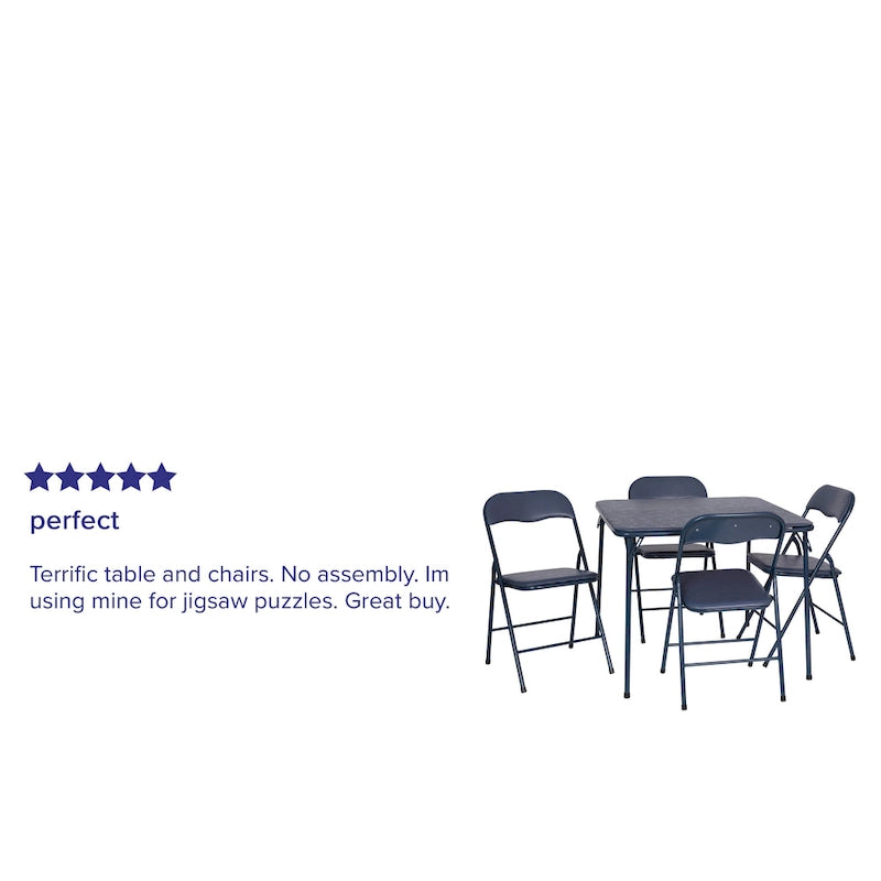 Ensemble table et chaises pliantes 5 pièces avec plateau rembourré - 85 cm (L) x 85 cm (P) x 70,5 cm (H)