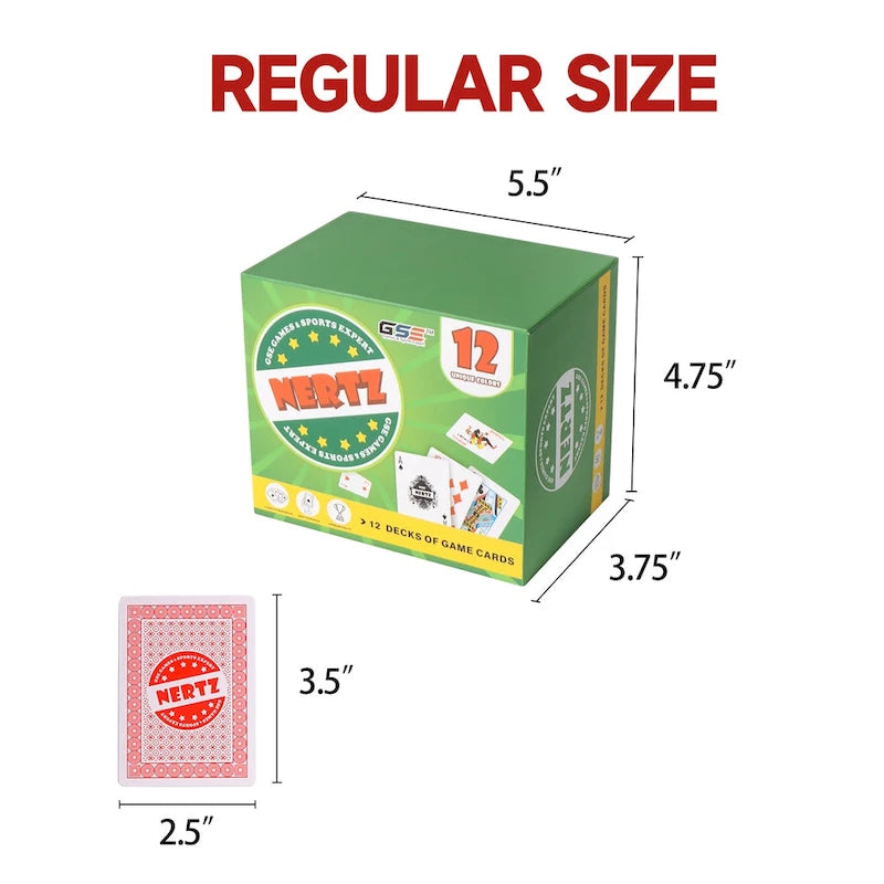 Jeu de cartes Nertz GSE 12 jeux, jeu de cartes multicolores, lot de cartes de poker grand format, index régulier