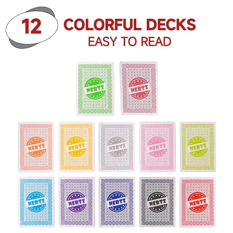 Jeu de cartes Nertz GSE 12 jeux, jeu de cartes multicolores, lot de cartes de poker grand format, index régulier
