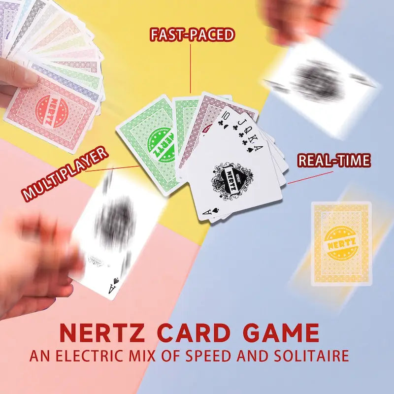 Jeu de cartes Nertz GSE 12 jeux, jeu de cartes multicolores, lot de cartes de poker grand format, index régulier