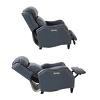 Fauteuil inclinable électrique double avec garniture cloutée en cuir véritable et port USB, idéal pour le home cinéma.