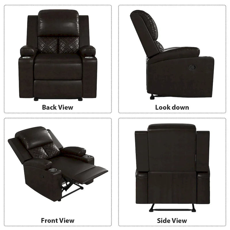 Fauteuil inclinable manuel pour home cinéma avec dossier et accoudoirs rembourrés