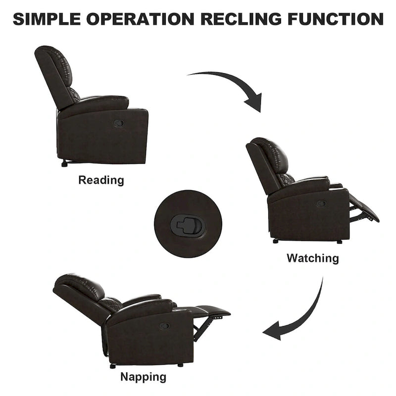 Fauteuil inclinable manuel pour home cinéma avec dossier et accoudoirs rembourrés