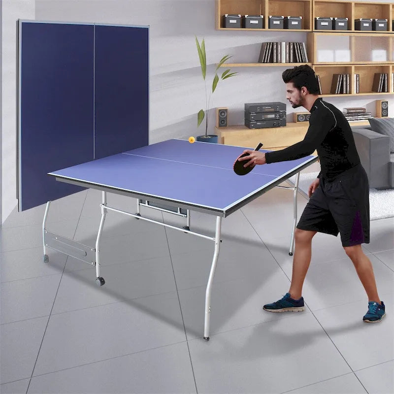 Table de ping-pong pliable de taille moyenne (2,44 m), 2 raquettes et 3 balles