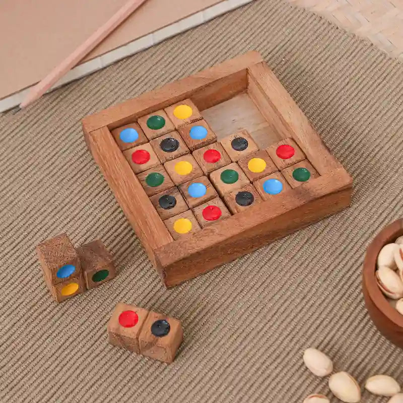 Jeu de Sudoku coloré fait main Novica en bois