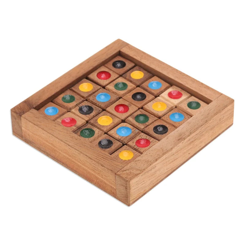 Jeu de Sudoku coloré fait main Novica en bois