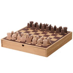 Jeu de société américain Art Decor en bois comprenant un jeu d'échecs et de dames avec tiroir - 6,35 cm (H) x 40,66 cm (L) x 40,66 cm (P)