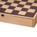 Jeu de société américain Art Decor en bois comprenant un jeu d'échecs et de dames avec tiroir - 6,35 cm (H) x 40,66 cm (L) x 40,66 cm (P)