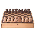 Jeu de société américain Art Decor en bois comprenant un jeu d'échecs et de dames avec tiroir - 6,35 cm (H) x 40,66 cm (L) x 40,66 cm (P)
