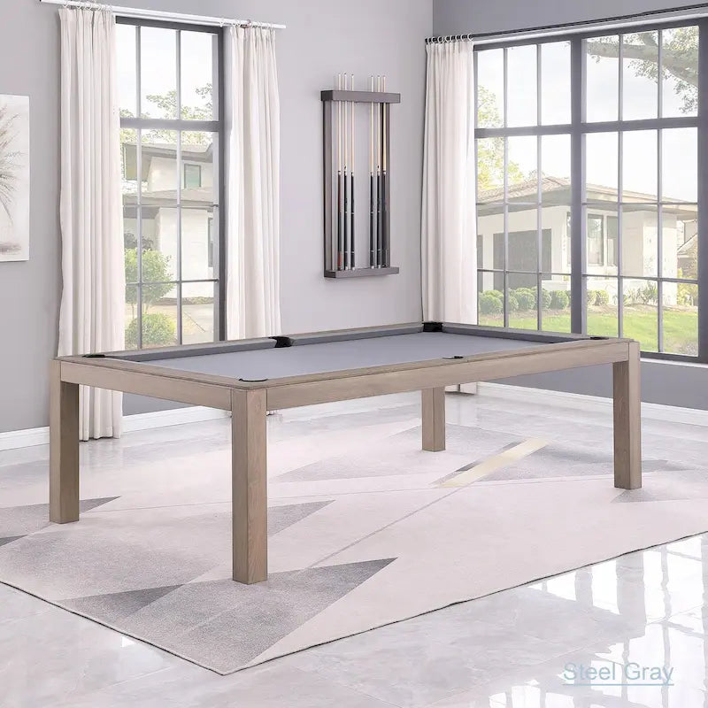 Table de billard Olivia GreyWash Ash de 2,13 m (7 pieds) en ardoise avec plateau de table.