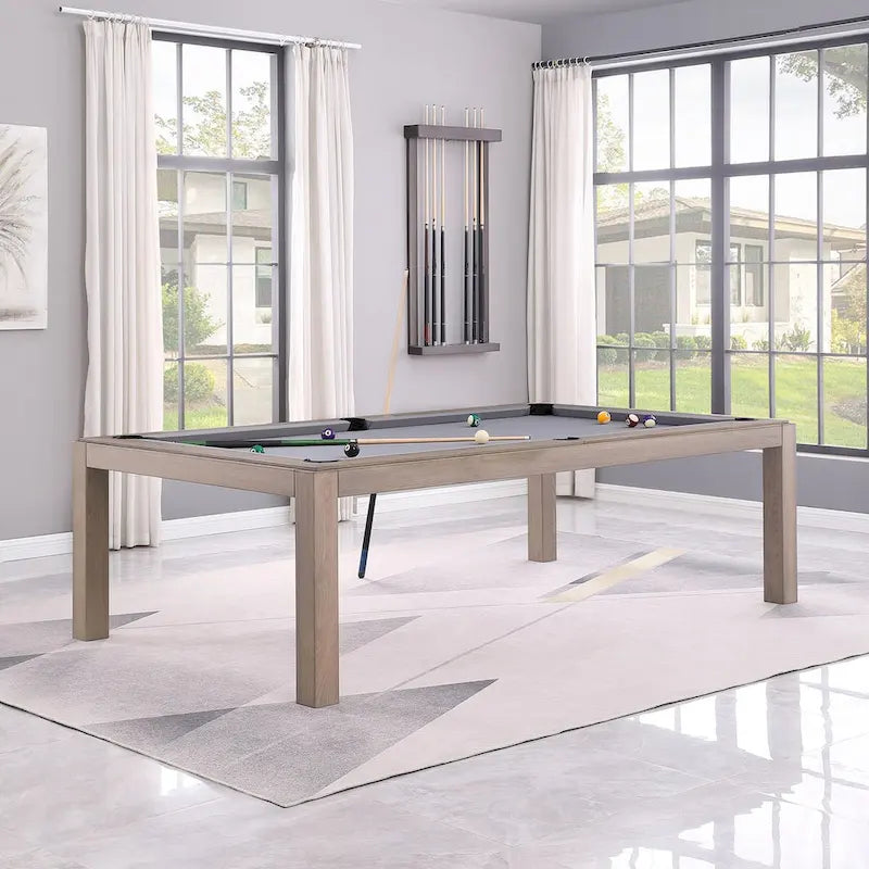 Table de billard Olivia GreyWash Ash de 2,13 m (7 pieds) en ardoise avec plateau de table.