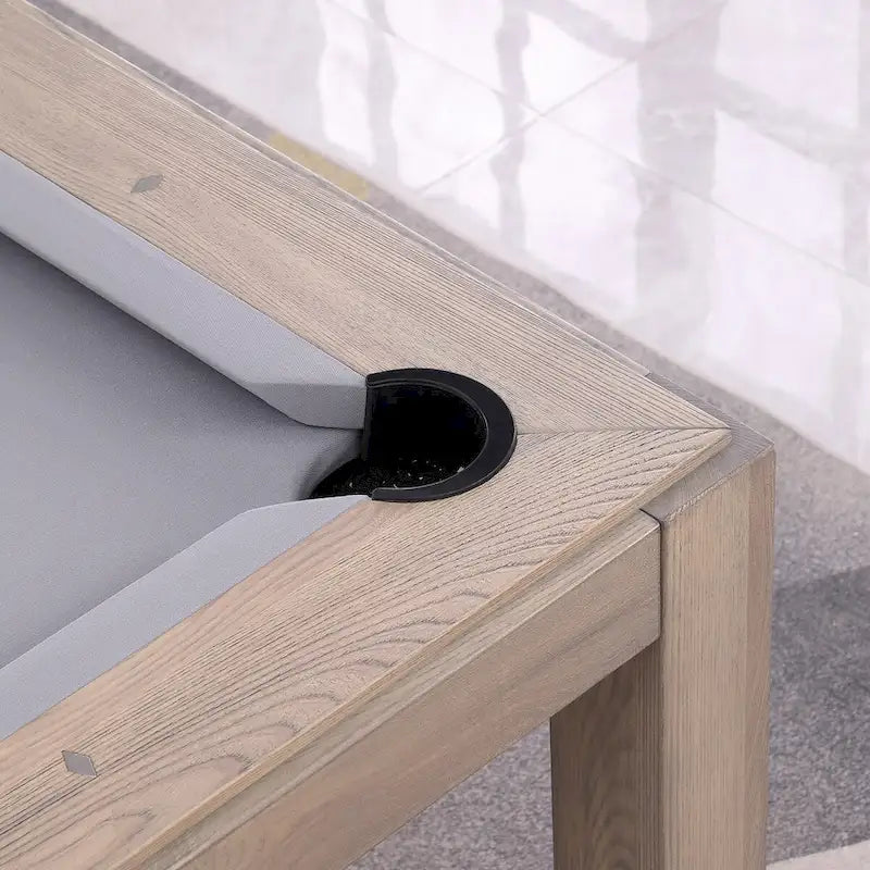 Table de billard Olivia GreyWash Ash de 2,13 m (7 pieds) en ardoise avec plateau de table.
