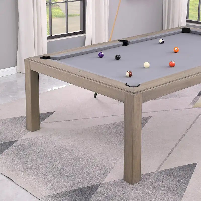 Table de billard Olivia GreyWash Ash de 2,13 m (7 pieds) en ardoise avec plateau de table.