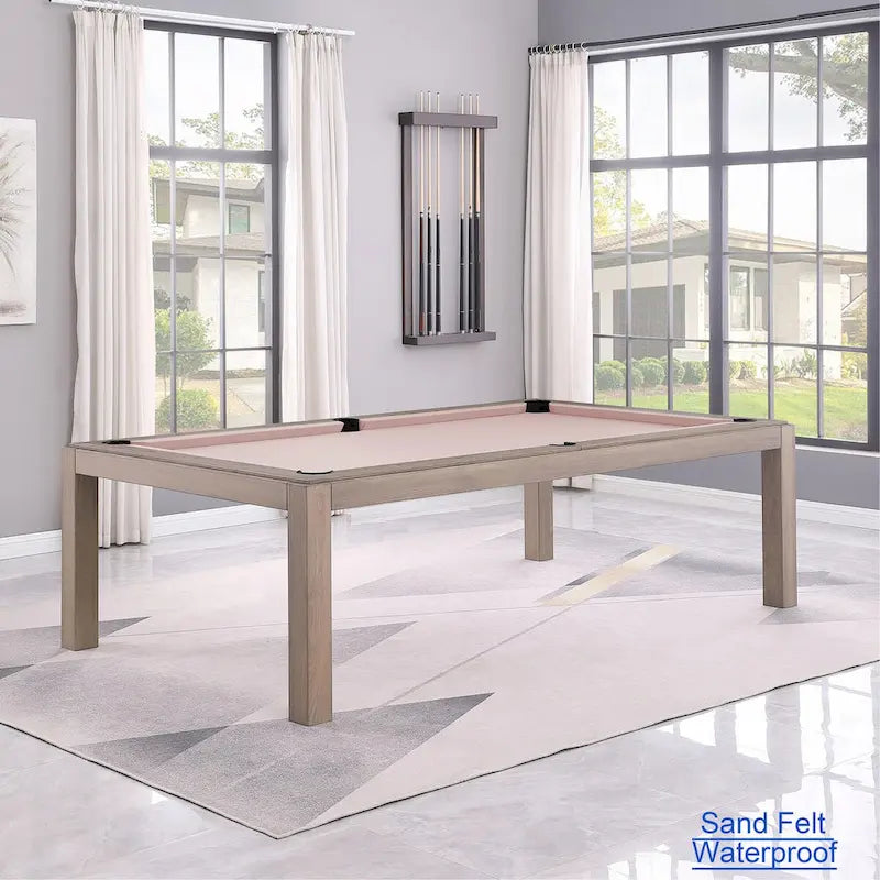 Table de billard Olivia GreyWash Ash de 2,13 m (7 pieds) en ardoise avec plateau de table.