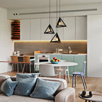 Plafonnier suspendu moderne à 3 ampoules triangulaires, lustre décoratif noir