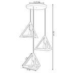 Plafonnier suspendu moderne à 3 ampoules triangulaires, lustre décoratif noir