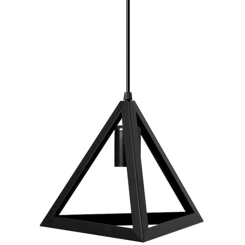 Modern 3 Bulb Triangle Shapes Ceiling Hanging Light Fixture, Black Decorative Chandelier