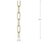 Chaîne accessoire carrée en argent doré de calibre 9, 122 cm (48 po) - Argent doré - 2,9 cm x 2,9 cm x 122 cm (48 po)