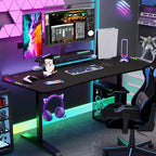 71  Gaming Table Office Computer Desk Gamer Workstation with Monitor Shelf LED Light Mouse Pad