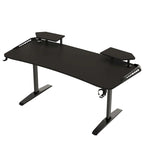 Bureau de jeu 71 pouces avec étagère pour écran, éclairage LED et tapis de souris. Poste de travail pour gamer.