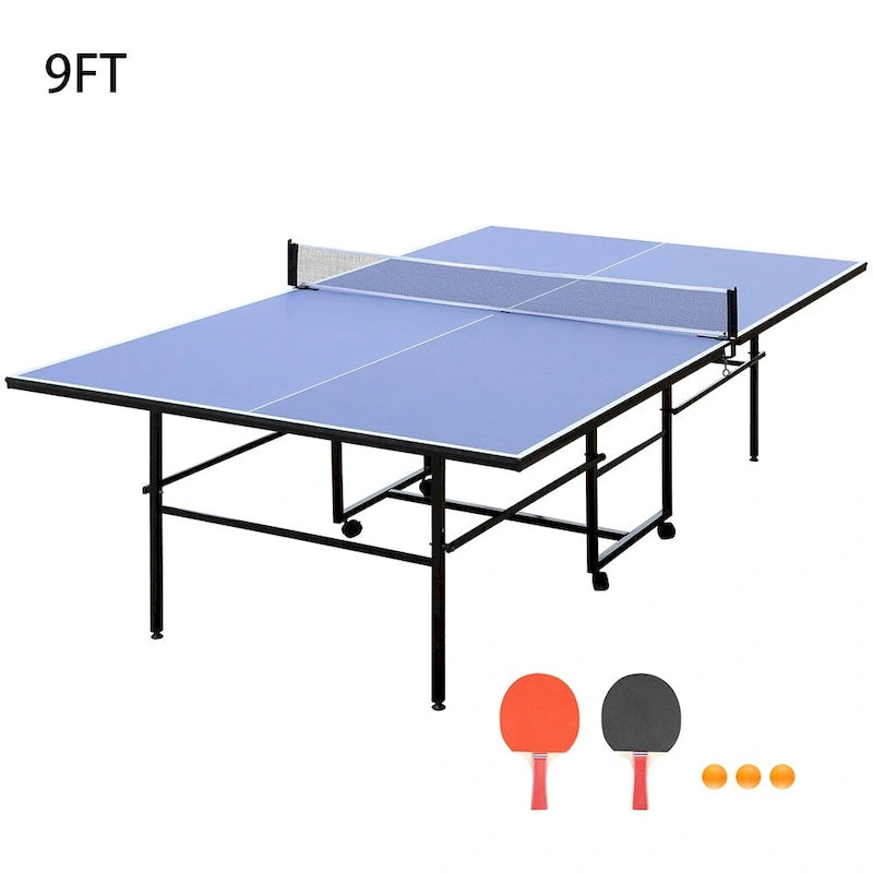 Ensemble table de ping-pong pliable et portable de 2,74 m (9 pi), 2 raquettes et 3 balles