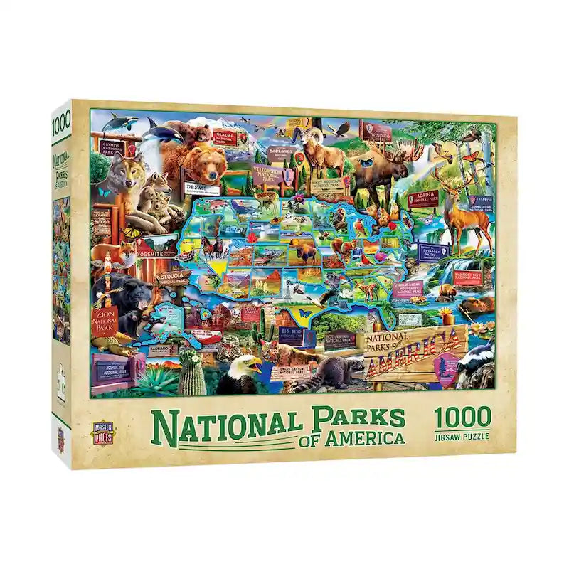 Parcs nationaux d'Amérique - Puzzle de carte - 1000 pièces - Non disponible