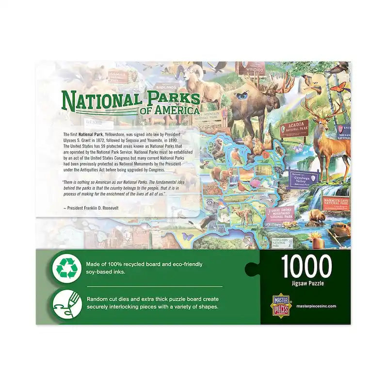 Parcs nationaux d'Amérique - Puzzle de carte - 1000 pièces - Non disponible